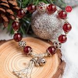  Vòng Đá Garnet Đỏ Phối Charm Tassel & Charm Hồ Lô 