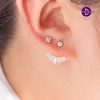 Hoa Tai Bạc 925 Earjackets Hình Giọt Sương Đính Đá - Round Stone Teardrop Curve 2348EJ