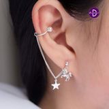  Hoa Tai Bạc 925 Kết Hợp Kiểu Kẹp Vành -  Earcuff String Kì Lân & Ngôi Sao Rơi Pearl Cuff & Unicorn String 2388BTH 