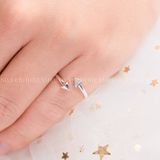  Nhẫn Ngón Út Bạc 925 Hình Tam Giác - Crossing Triangle Pinky Ring (1 Đá 1 Trơn) 2114NH 