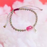  Vòng Thắt Lu Thống Tourmaline Hồng Kết Hợp Dây Mermaid Phối Charm Bạc 925 