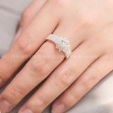  Nhẫn Premium Bạc 925 Cao Cấp Đính Đá Cz - Flower Diamond 3 Stone Lines - P2121NH 