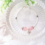  Vòng Tay Double Stone - Đá Thạch Anh Hồng Phối Bubble Heart Bạc 925 