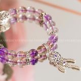  Vòng Tay Đá Super 7 Phối Charm Purple Dream Catcher & Rose Band 