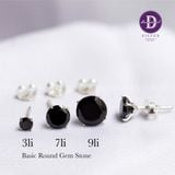  Hoa Tai Bạc 925 - Hoa Tai Gemstone 1 Viên Đá Cz Trắng - Đá Đen Đơn Giản - Black/White CZ Stone Sliver 925 Earrings Ddreamer 1022BTH 