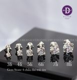  Hoa Tai Bạc 925 Premium Đuôi Vặn Gem Stone 4 Chấu - Đai Tim 