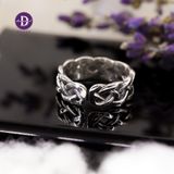  Nhẫn Bạc 925 Kiểu Dây Xích Braid Oxy Hoá Đen Cá Tính Braid Ring 