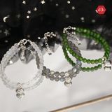  Vòng Đá Phong Thủy - Diopside Phối Charm Bạc Trái Tim 