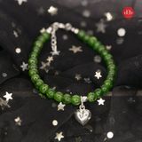  Vòng Đá Phong Thủy - Diopside Phối Charm Bạc Trái Tim 