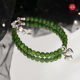  Vòng Đá Phong Thủy - Diopside Phối Charm Bạc Trái Tim 