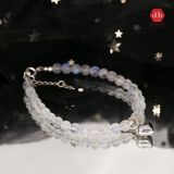  Vòng Đá Phong Thủy - Moon Stone - Đá Ánh Trăng Charm Bạc Trái Tim 