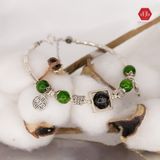  Vòng Tay 5 Stones Đá Diopside Kết Hợp Thạch Anh Tóc Đen Phối Charm Coin Leaf 