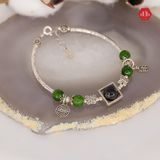  Vòng Tay 5 Stones Đá Diopside Kết Hợp Thạch Anh Tóc Đen Phối Charm Coin Leaf 