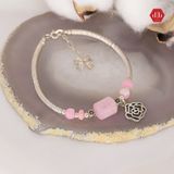  Vòng Tay 5 Stones - Đá Lu Thống Thạch Anh Hồng Kết Hợp Opal Hồng Phối Charm Plain Rose 