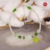  Vòng Tay 5 Stones - Đá Lu Thống Ưu Linh Xanh Lá Kết Hợp Diopside Mini Phối Charm Cỏ 4 Lá 