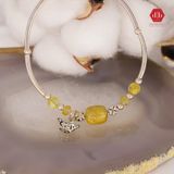  Vòng Tay 5 Stones - Đá Lu Thống Thạch Anh Tóc Vàng Phối Charm Thỏi Vàng 