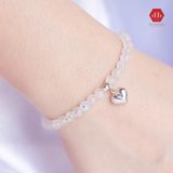  Vòng Đá Phong Thủy - Moon Stone - Đá Ánh Trăng Charm Bạc Trái Tim 