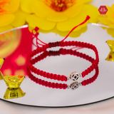  Vòng tay dây thắt Charm Bạc 925 Đồng Tiền May Mắn - Dây Đỏ/Đen/Đỏ Đô 