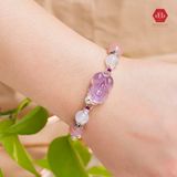  Vòng Đá Phong Thủy - Mặt Tỳ Hưu Thạch Anh Tím phối Moon Stone, Thạch Anh Hồng & Charm Bạc 925 