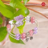  Vòng Đá Phong Thủy - Mặt Tỳ Hưu Thạch Anh Tím phối Moon Stone, Thạch Anh Hồng & Charm Bạc 925 