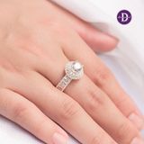  Nhẫn Premium Bạc 925 Ổ Đá Chủ 6.5Li Và Đai Nhẫn Đá Baguette Diamond Button P2276NH 