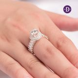  Nhẫn Premium Bạc 925 Ổ Đá Chủ 6.5Li Và Đai Nhẫn Đá Baguette Diamond Button P2276NH 