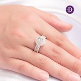  Nhẫn Premium Bạc 925 Ổ Đá Chủ 6.5Li Và Đai Nhẫn Đá Baguette Diamond Button P2276NH 