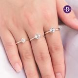  Nhẫn Bạc 925 Đá Topaz Trắng 4 Chấu Đai Dẹp Ddreamer 1810NH 