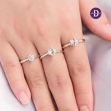  Nhẫn Bạc 925 Đá Topaz Trắng 4 Chấu Đai Dẹp Ddreamer 1810NH 