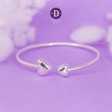  Kiềng Bạc 925 Trái Tim Nữ Tính - Double Bubble Heart Silver Bangle K221 