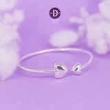  Kiềng Bạc 925 Trái Tim Nữ Tính - Double Bubble Heart Silver Bangle K221 