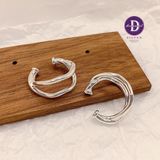  Hoa Tai Bạc 925 Kẹp Vành Earcuff Kiểu Unisex Double Thick Vintage Silver Wire 2756EC 