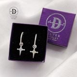  Hoa Tai Bạc 925- Hoa Tai Chữ C Viền Bi & Thánh Giá Rơi- Silver 925 Dottie Line Cuff Falling Royal Cross Earring - 066BTT 