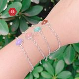  Vòng Tay Bạc 925 Xích Đá Thiên Nhiên Chấu Bao Simple Gem - Mệnh Thổ & Hỏa 