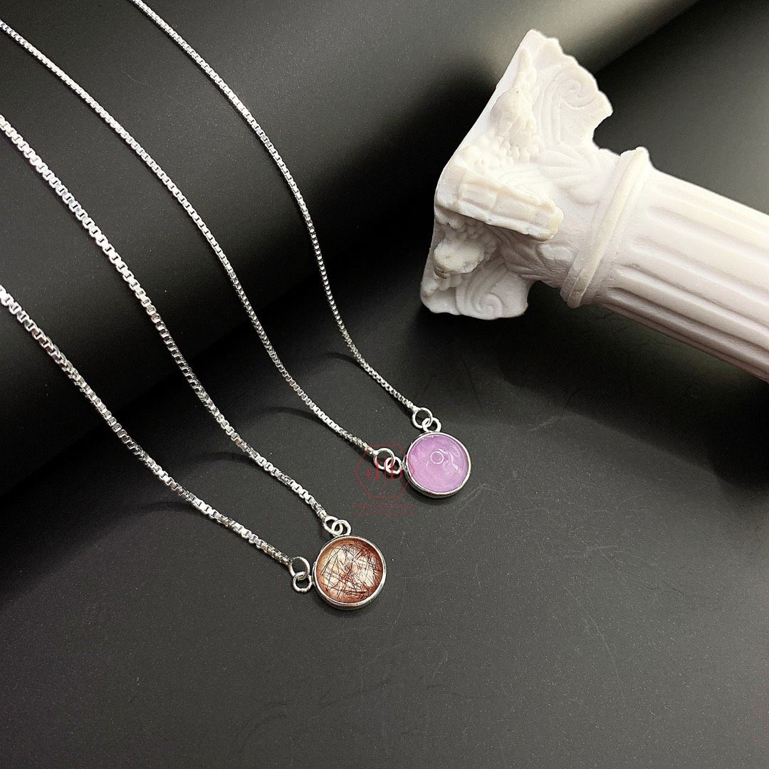 Dây Chuyền Bạc 925 Phối Đá Thiên Nhiên Chấu Bao Simple Gem - Mệnh Thổ – Ddreamer Jewelry