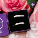  Couple Rings - Nhẫn Cặp - Kiểu Mo Tròn Sọc Chéo & 1 Viên Đá - 2411NH 