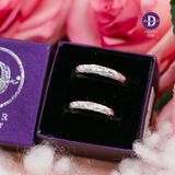  Couple Rings - Nhẫn Cặp - Kiểu Mo Tròn Sọc Chéo & 1 Viên Đá - 2411NH 