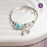  Kiềng Baby Bạc 99 - 1 Charm Trái Tim - 1 Charm Tròn Xanh Trời - 1 Charm Hồ Lô Búp Sen - 2 Charm Khoen Đính Đá K401 