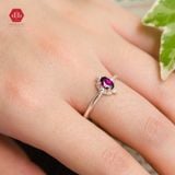  Nhẫn Bạc 925 Phối Đá Thiên Nhiên - Tourmaline Oval Tím Hồng - 230SR 