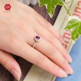  Nhẫn Bạc 925 Phối Đá Thiên Nhiên - Tourmaline Oval Tím Hồng - 230SR 