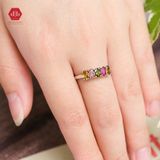  Nhẫn Tourmaline Thiên Nhiên - Nhẫn Freesize Bạc 925 Đính 5 Viên Đá Tourmaline Đủ Màu Sắc 229SR 