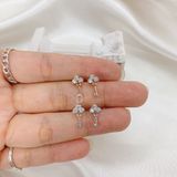  Bông Tai Chìa Khóa Đính Đá Vàng Hồng Bạc 925 - Princess Key Silver Earrings 1302BTH Ddreamer 