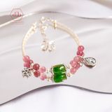  Vòng Đá Lu Thống Tourmaline Phối Charm Cây Và Hoa Tuyết - Vòng Đá Phong Thuỷ Dành Cho Các Mệnh 