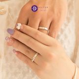  Couple Rings - Nhẫn Cặp Bản Line Đá & Trơn - 1 Viên Đá Giữa 2413NH 