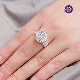  Nhẫn Premium Bạc 925 Ổ Đá Chủ 6.5Li Và Đai Nhẫn Đá Baguette Diamond Button P2276NH 