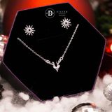  Bộ Trang Sức Bạc 925 Hoa Tuyết Và Tuần Lộc Sparkling Teardrop Snowflake & Reindeer- Quà Tặng Giáng Sinh Christmas 