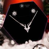  Bộ Trang Sức Bạc 925 Hoa Tuyết Và Tuần Lộc Sparkling Teardrop Snowflake & Reindeer- Quà Tặng Giáng Sinh Christmas 