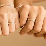  Couple Rings - Nhẫn Cặp Couple Rectangle Stone Dottie Line - 2452NH 