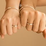  Couple Rings - Nhẫn Cặp Couple Rectangle Stone Dottie Line - 2452NH 
