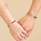  Vòng Tay Thắt Couple Charm Bạc 925 Thanh Ống Khắc Chữ 